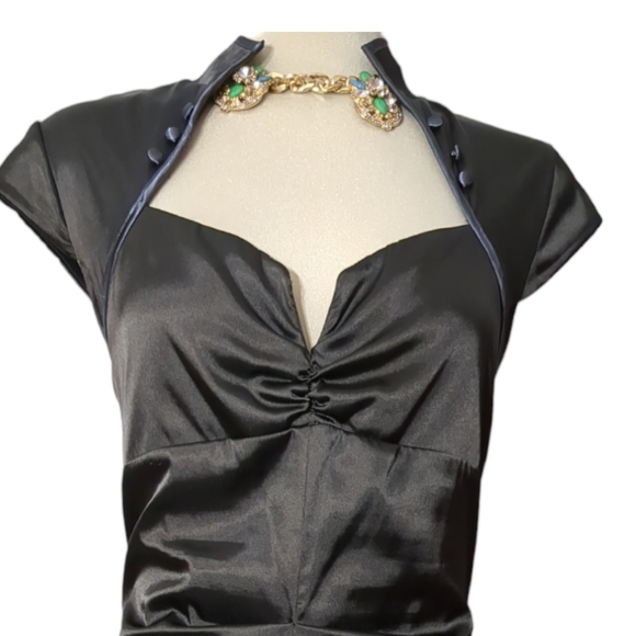 LE CHATEAU Gorgeous Black Satin Ruffles Cocktails Formal Dress Size L - Picture 4 of 10